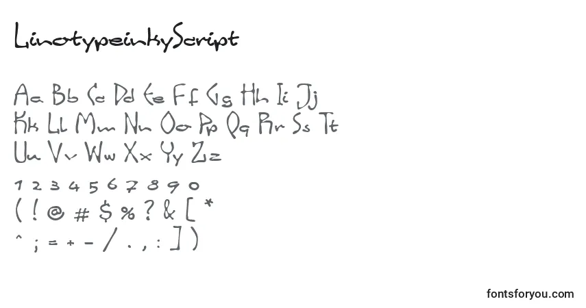 Fuente LinotypeinkyScript - alfabeto, números, caracteres especiales