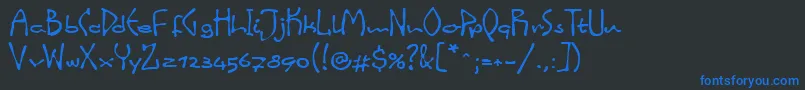 Fonte LinotypeinkyScript – fontes azuis em um fundo preto