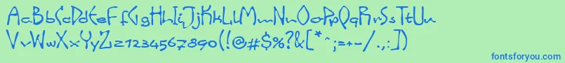LinotypeinkyScript Font – Blue Fonts on Green Background