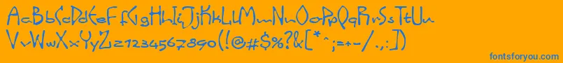 Czcionka LinotypeinkyScript – niebieskie czcionki na pomarańczowym tle