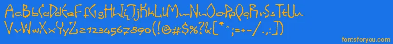 LinotypeinkyScript Font – Orange Fonts on Blue Background