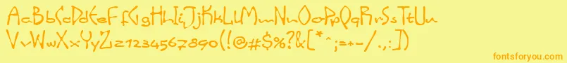 LinotypeinkyScript Font – Orange Fonts on Yellow Background