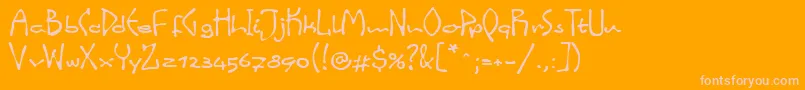 フォントLinotypeinkyScript – オレンジの背景にピンクのフォント