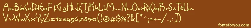 LinotypeinkyScript Font – Yellow Fonts on Brown Background
