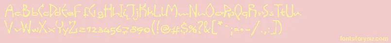 フォントLinotypeinkyScript – 黄色のフォント、ピンクの背景