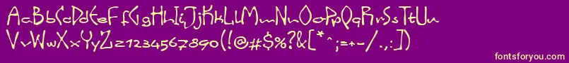 LinotypeinkyScript Font – Yellow Fonts on Purple Background