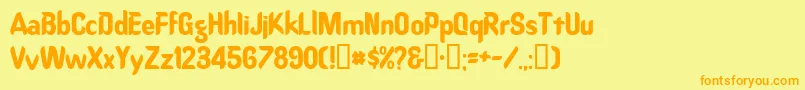フォントOregondry – オレンジの文字が黄色の背景にあります。