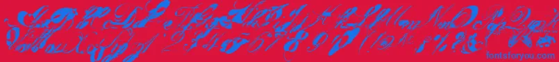 Шрифт Garglenutz.Fontvir.Us – синие шрифты на красном фоне