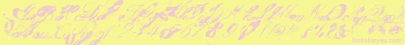Шрифт Garglenutz.Fontvir.Us – розовые шрифты на жёлтом фоне