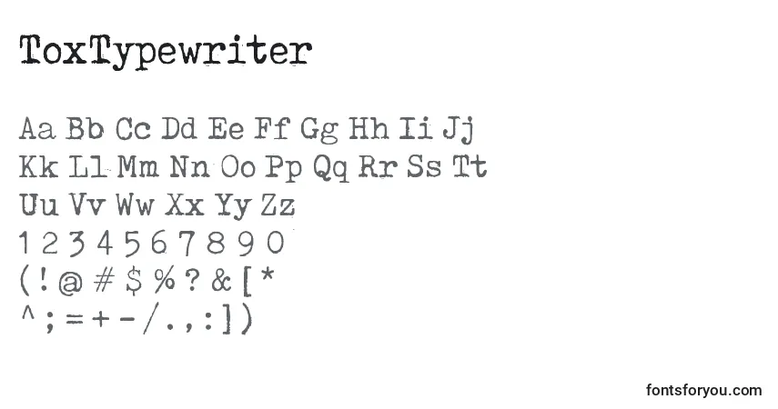 A fonte ToxTypewriter – alfabeto, números, caracteres especiais