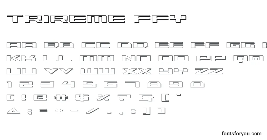 Trireme ffy-fontti – aakkoset, numerot, erikoismerkit