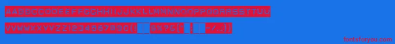 フォントDymo – 赤い文字の青い背景