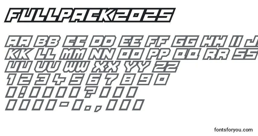 Fuente FullPack2025 - alfabeto, números, caracteres especiales
