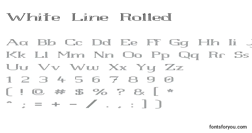 Шрифт White Line Rolled – алфавит, цифры, специальные символы