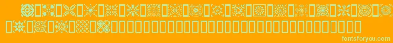 QuiltersDelight-Schriftart – Grüne Schriften auf orangefarbenem Hintergrund