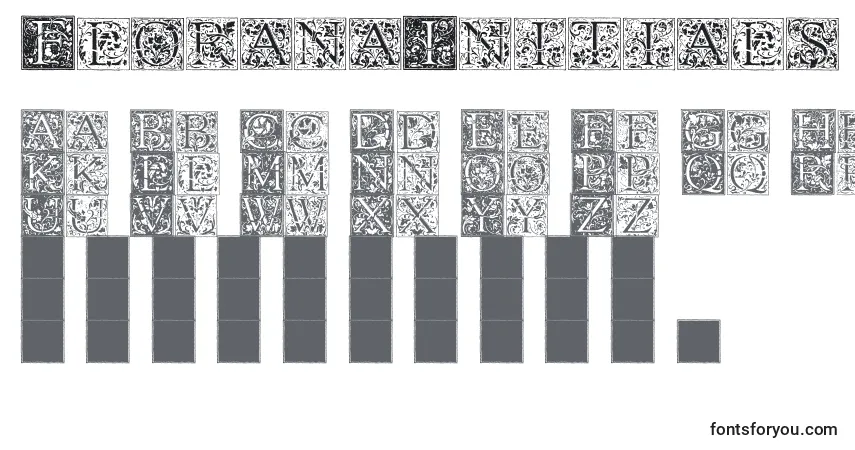 Czcionka FloranaInitials – alfabet, cyfry, specjalne znaki