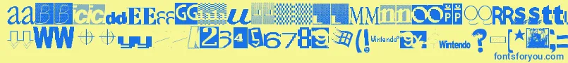 フォントSketchmajor – 青い文字が黄色の背景にあります。