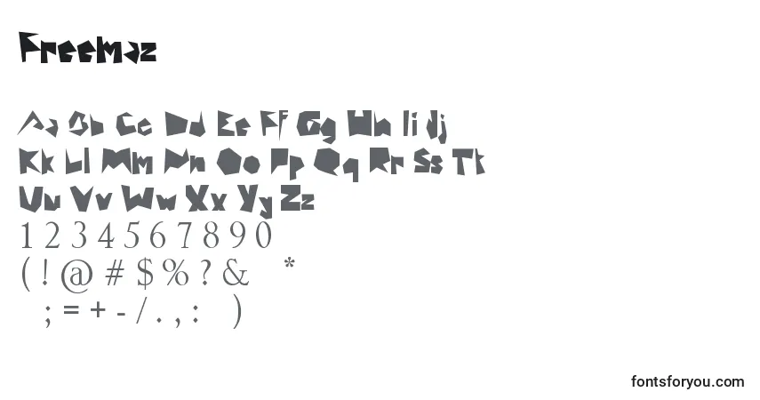 A fonte Freemaz – alfabeto, números, caracteres especiais