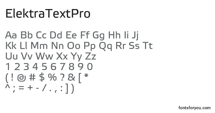 ElektraTextPro-fontti – aakkoset, numerot, erikoismerkit