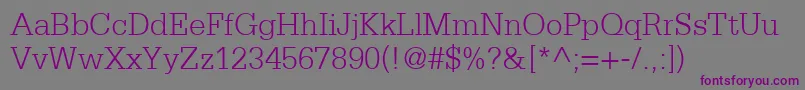SerifaLt45Light Font – Purple Fonts on Gray Background