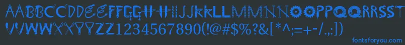 Toolshopcaps Font – Blue Fonts on Black Background