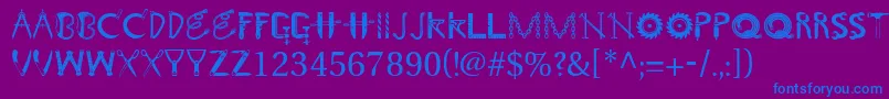 Toolshopcaps-Schriftart – Blaue Schriften auf violettem Hintergrund