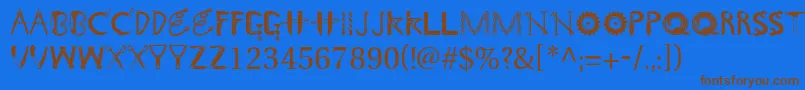Toolshopcaps Font – Brown Fonts on Blue Background