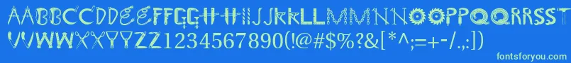 Toolshopcaps Font – Green Fonts on Blue Background