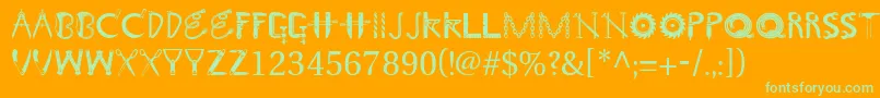 Toolshopcaps Font – Green Fonts on Orange Background