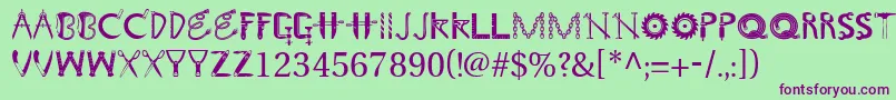 Toolshopcaps Font – Purple Fonts on Green Background