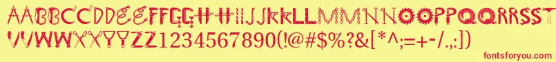 フォントToolshopcaps – 赤い文字の黄色い背景