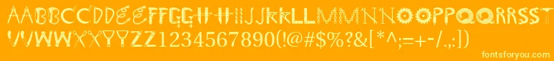 フォントToolshopcaps – オレンジの背景に黄色の文字