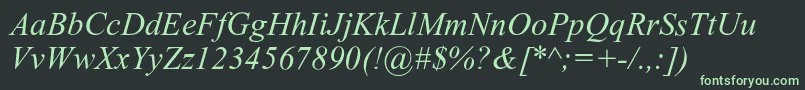フォントDabbingtonPsItalic – 黒い背景に緑の文字