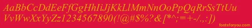 フォントDabbingtonPsItalic – 赤い背景にオレンジの文字