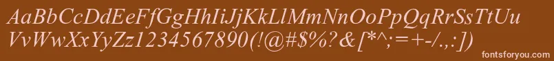 DabbingtonPsItalic-fontti – vaaleanpunaiset fontit ruskealla taustalla