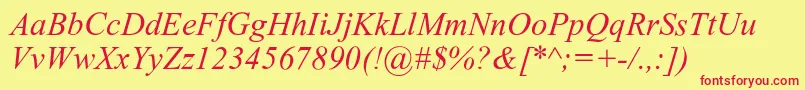 Czcionka DabbingtonPsItalic – czerwone czcionki na żółtym tle