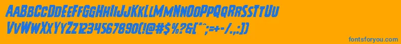 フォントVicioushungerital – オレンジの背景に青い文字