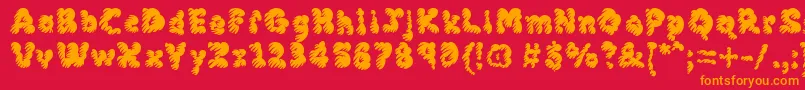 フォントMckloudMisty – 赤い背景にオレンジの文字