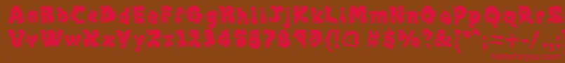 フォントMckloudMisty – 赤い文字が茶色の背景にあります。