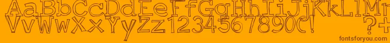 JustAnOutty Font – Brown Fonts on Orange Background