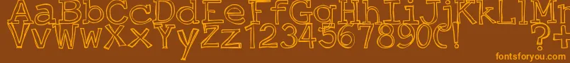 JustAnOutty Font – Orange Fonts on Brown Background