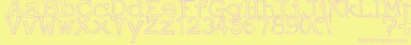 JustAnOutty Font – Pink Fonts on Yellow Background