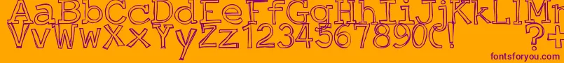 JustAnOutty Font – Purple Fonts on Orange Background