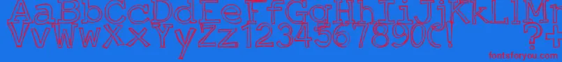 JustAnOutty Font – Red Fonts on Blue Background