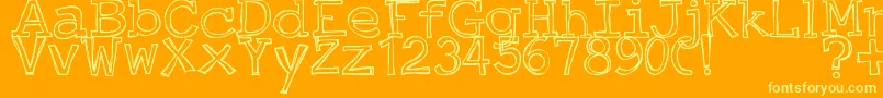 JustAnOutty Font – Yellow Fonts on Orange Background