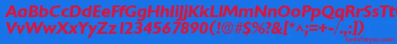 ChantillyBoldItalic Font – Red Fonts on Blue Background