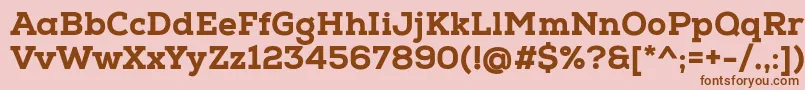 フォントNexaSlabHeavy – ピンクの背景に茶色のフォント