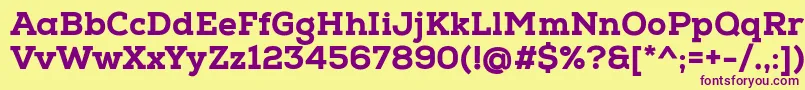 NexaSlabHeavy-fontti – violetit fontit keltaisella taustalla