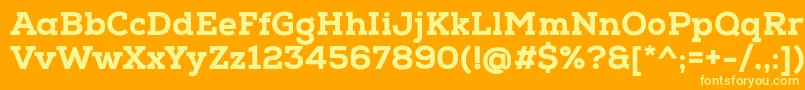 NexaSlabHeavy-Schriftart – Gelbe Schriften auf orangefarbenem Hintergrund