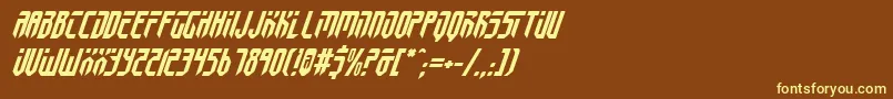 FedyralIiItalic-fontti – keltaiset fontit ruskealla taustalla